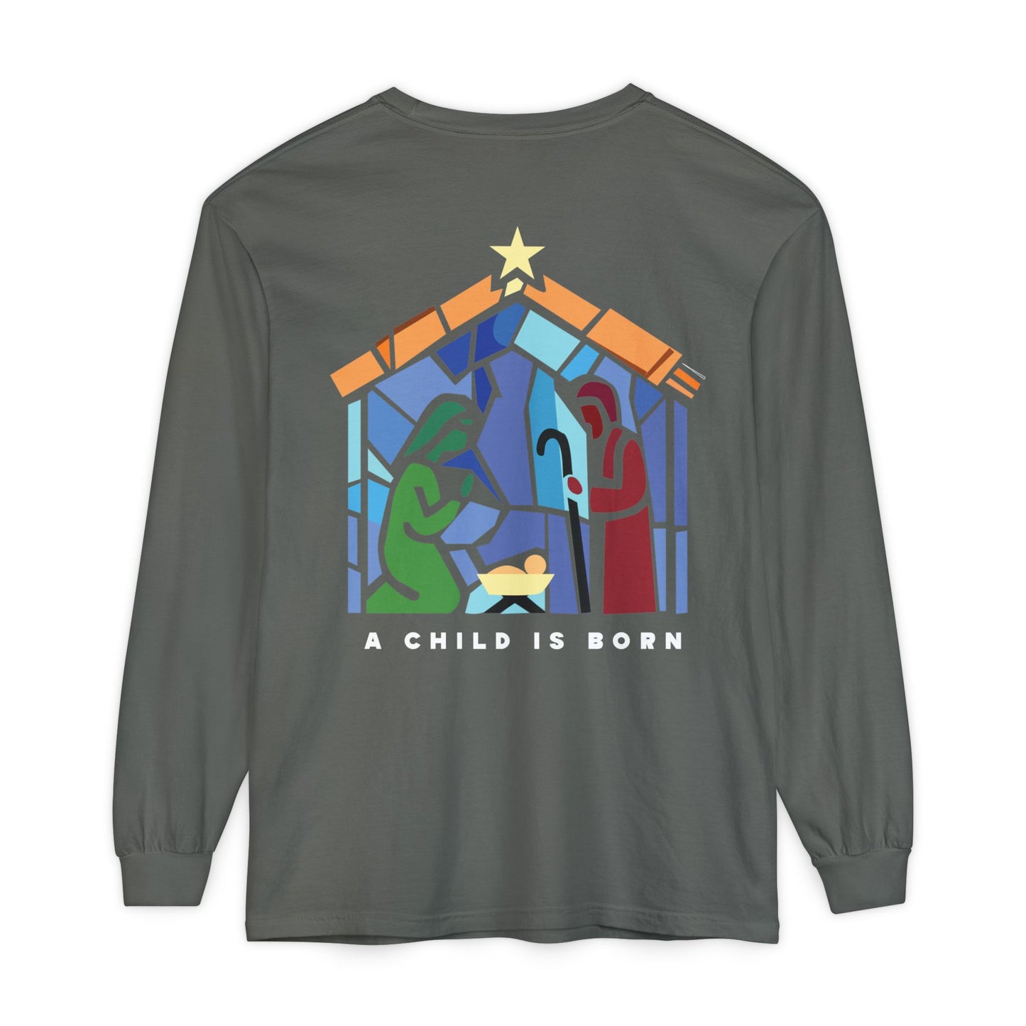 Stained Glass Nativity Long Sleeve Unisex Tee