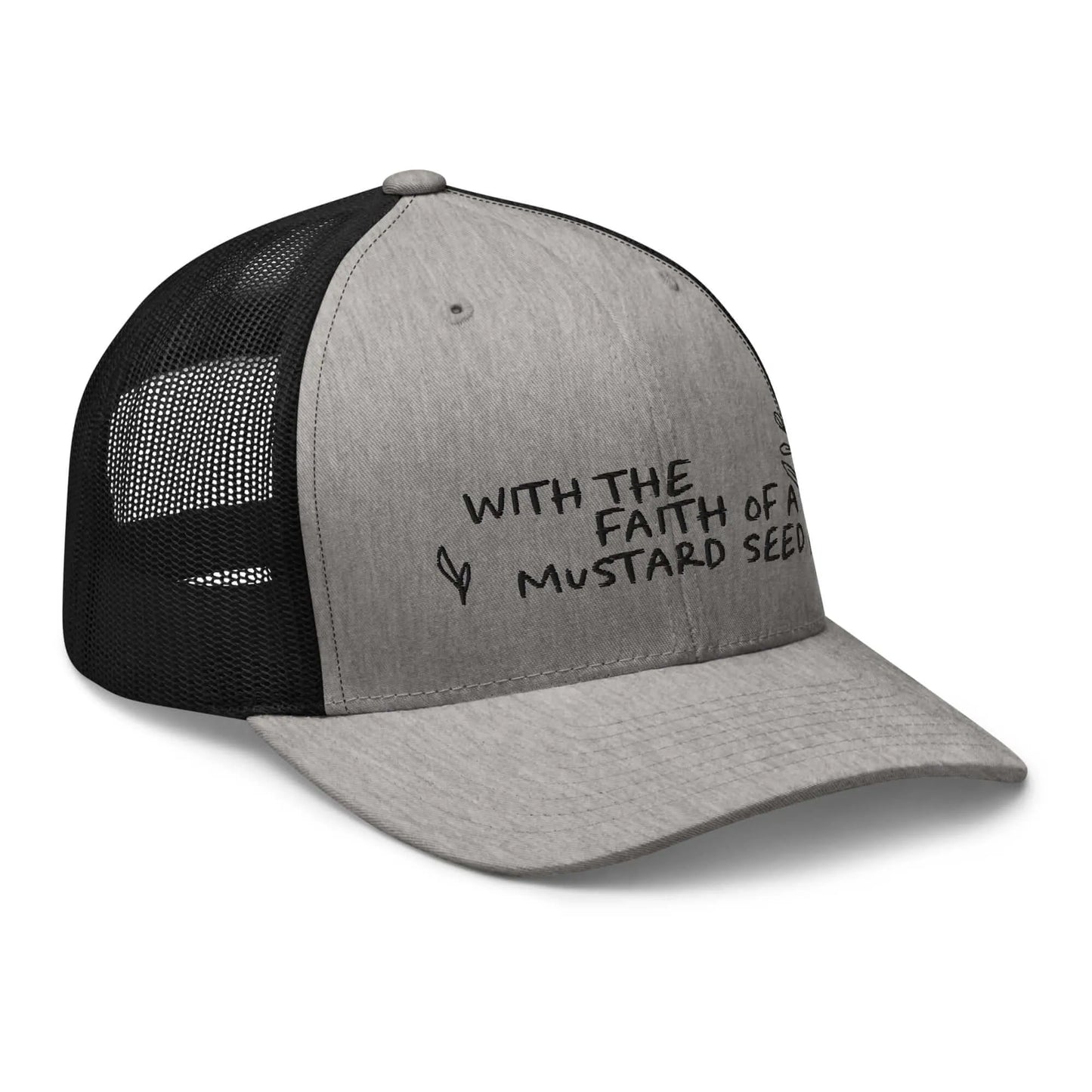 Mustard Seed Christian Trucker Hat Black