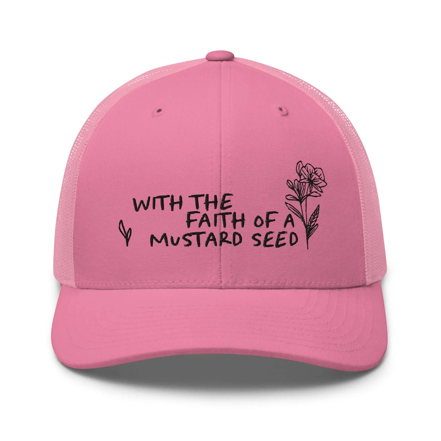Mustard Seed Christian Trucker Hat Black