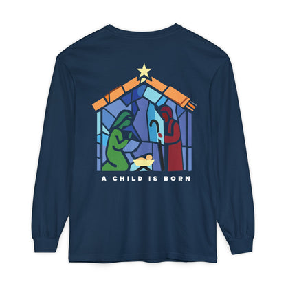 Stained Glass Nativity Long Sleeve Unisex Tee