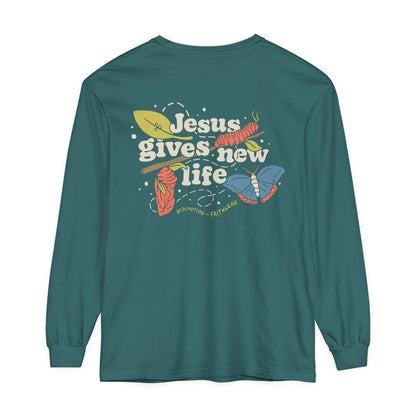 Jesus Gives New Life Christian Long Sleeve Unisex Tee